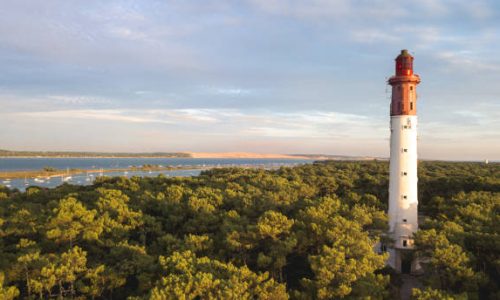Bassin d'Arcachon, Cap Ferret Lighthouse and Dune du Pyla - aerial aerial view