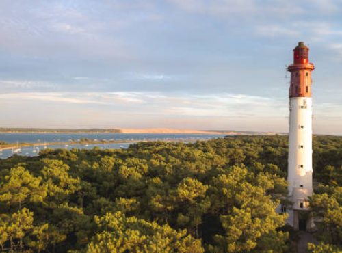 Bassin d'Arcachon, Cap Ferret Lighthouse and Dune du Pyla - aerial aerial view